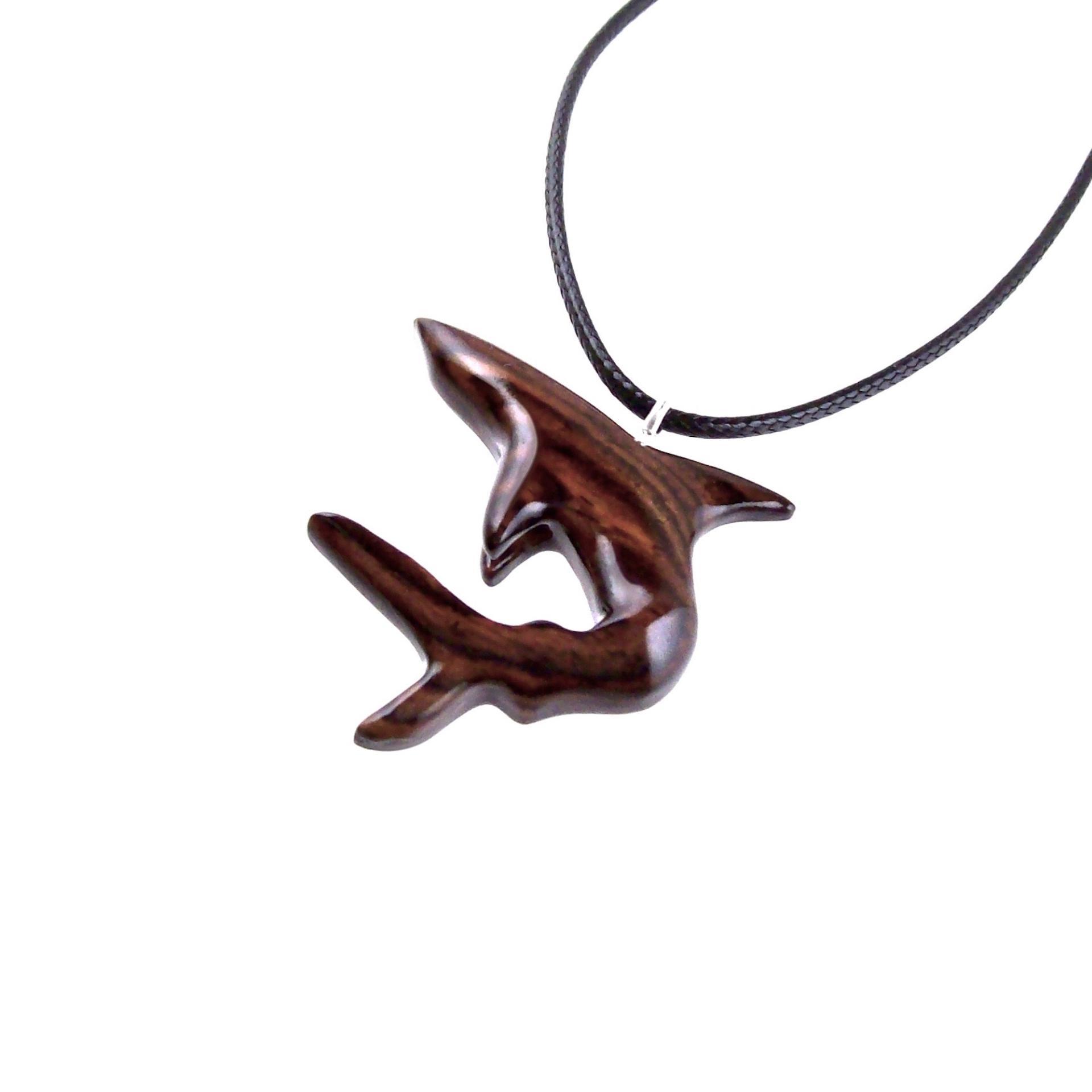 Shark Necklace, Hand Carved Wooden Shark Pendant, Mens Wood Necklace, Nautical Pendant, Mens Jewelry Gift for Him