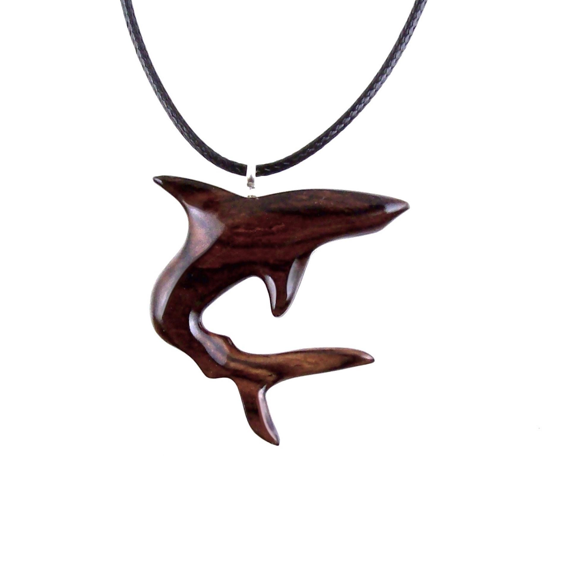 Shark Necklace, Hand Carved Wooden Shark Pendant, Mens Wood Necklace, Nautical Pendant, Mens Jewelry Gift for Him