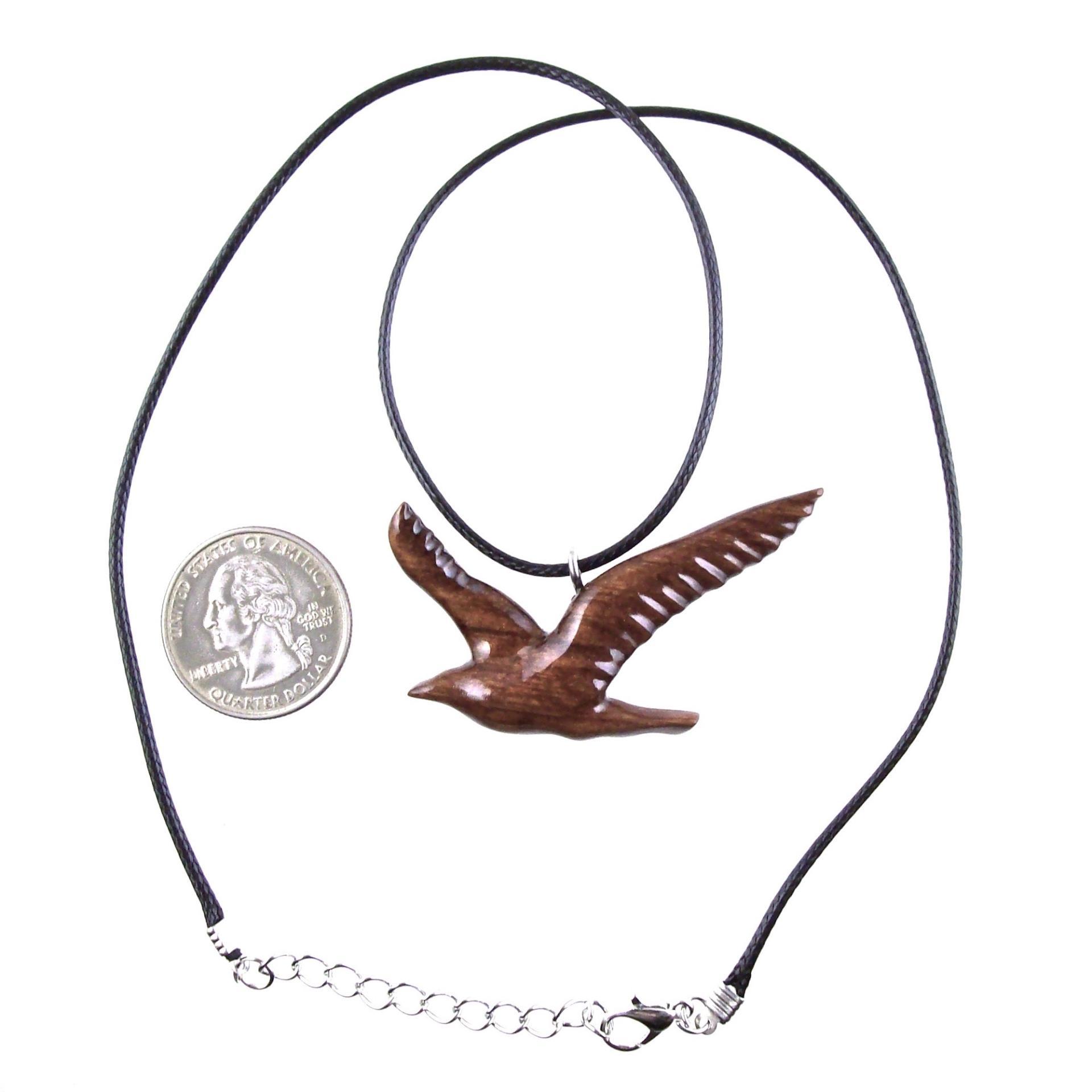 Hand Carved Wooden Bird Pendant, Seagull Necklace, Wood Jewelry, One of a Kind Gift for Her Him
