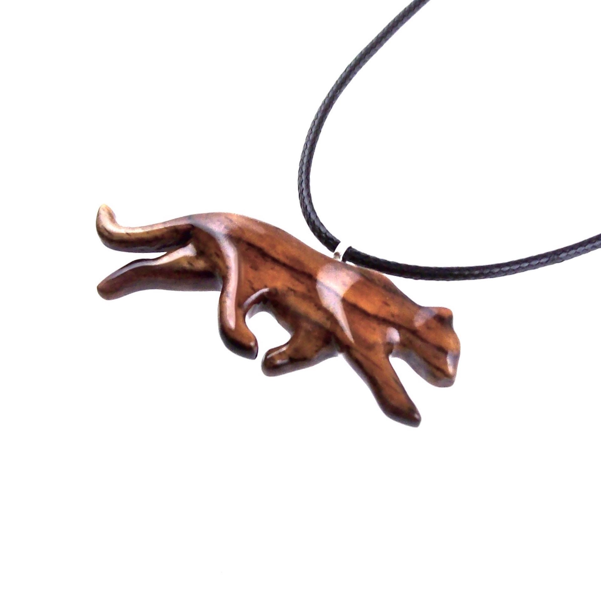 Hand Carved Puma Pendant, Wooden Panther Necklace, Panther, Cougar, Mountain Lion, Animal Jewelry for Men or Women, Gift for Him Her