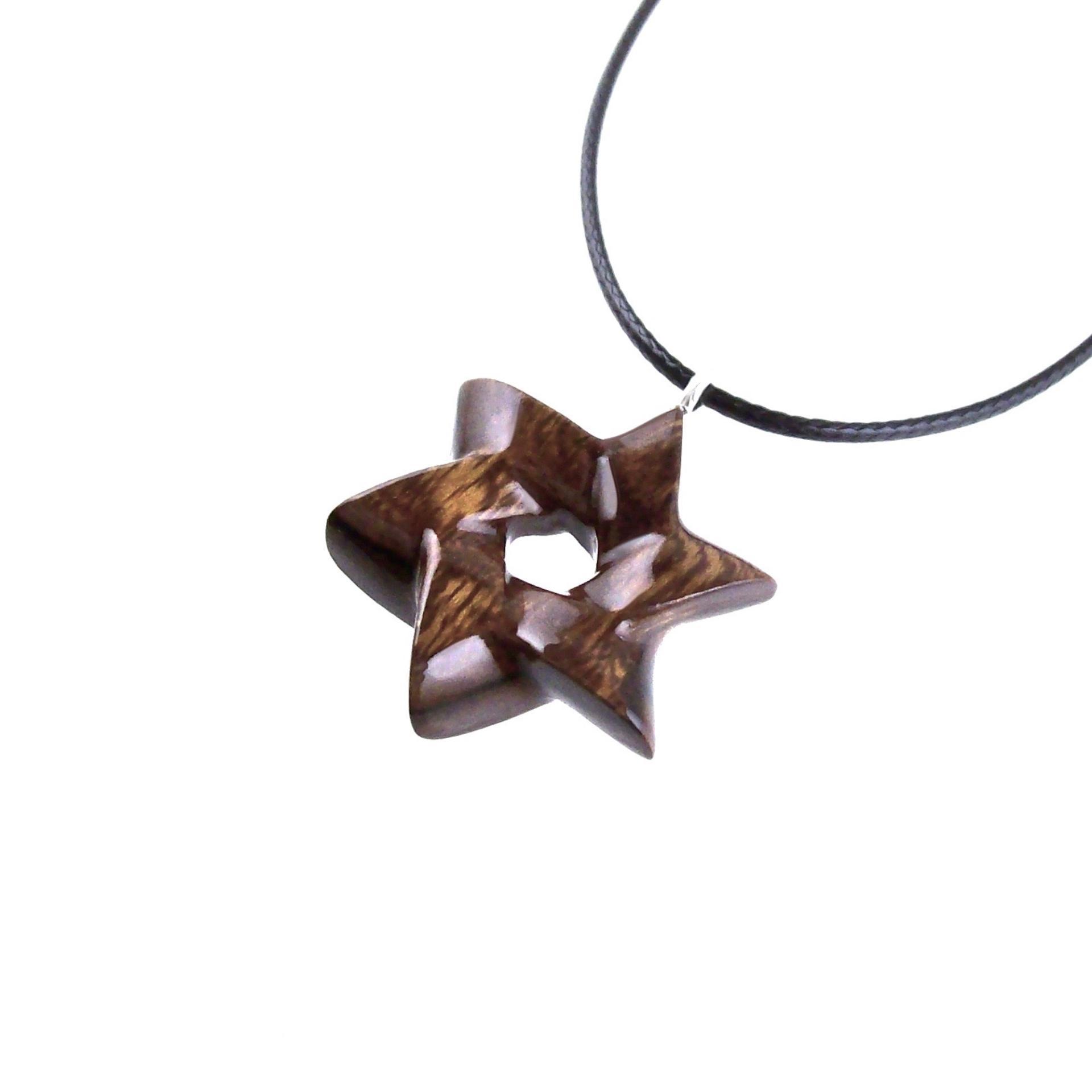 Wooden Star of David Pendant, Hand Carved Jewish Star Necklace, Wood Jewelry for Men or Women, One of a Kind Gift