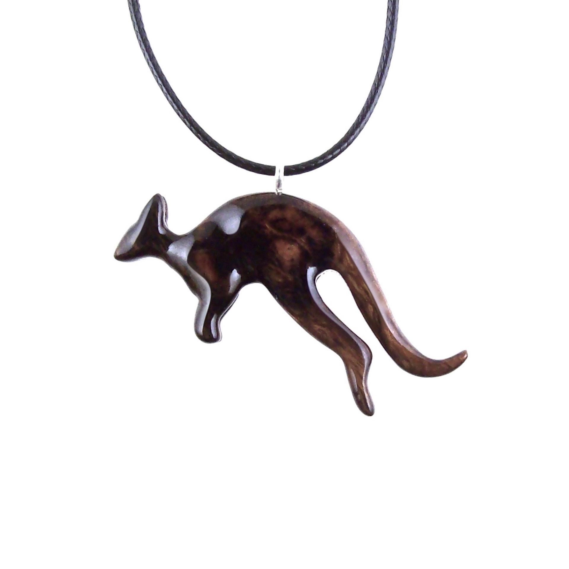 Kangaroo Necklace, Wooden Kangaroo Pendant, Hand Carved Wood Necklace, Totem Spirit Animal Jewelry, Gift for Him Her
