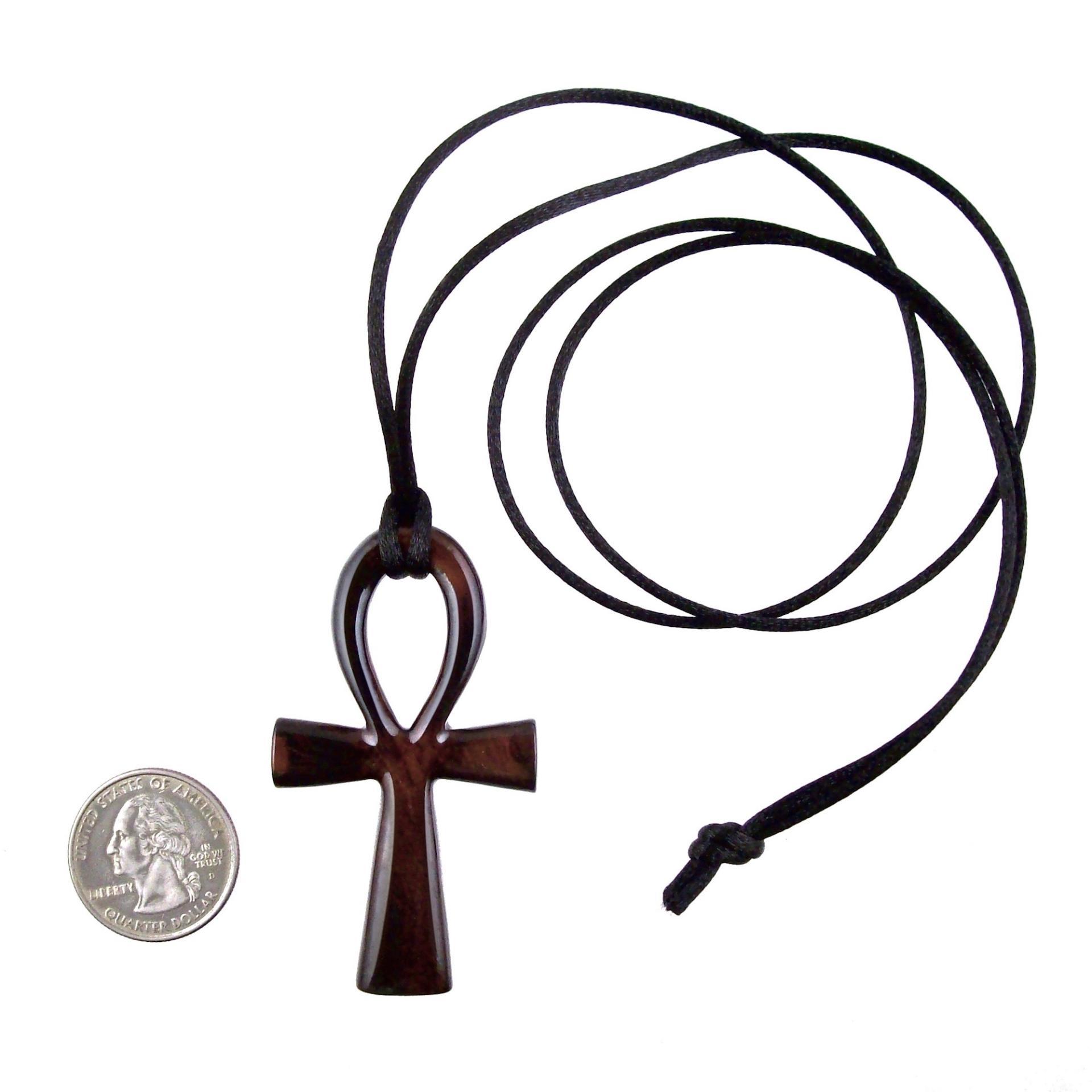 Large Ankh Pendant, Mens Wood Ankh Necklace, Wooden Egyptian Cross Ankh Pendant, African Jewelry