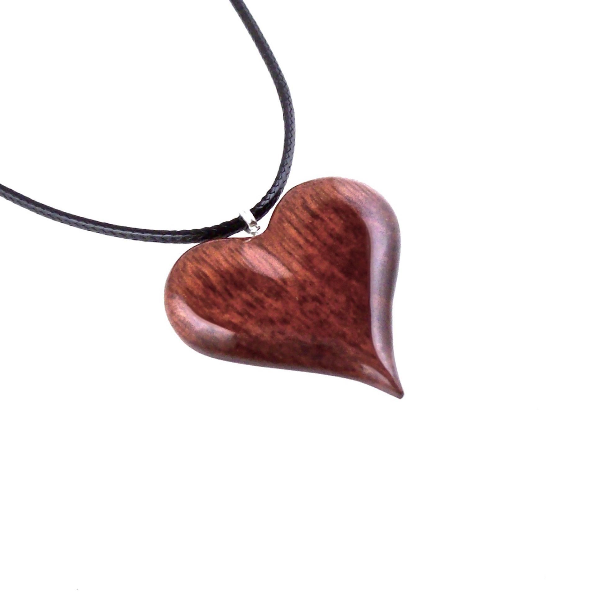 Wood Heart Necklace, Hand Carved Wooden Heart Pendant, One of a Kind 5th Anniversary Gift for Her, Handmade Jewelry