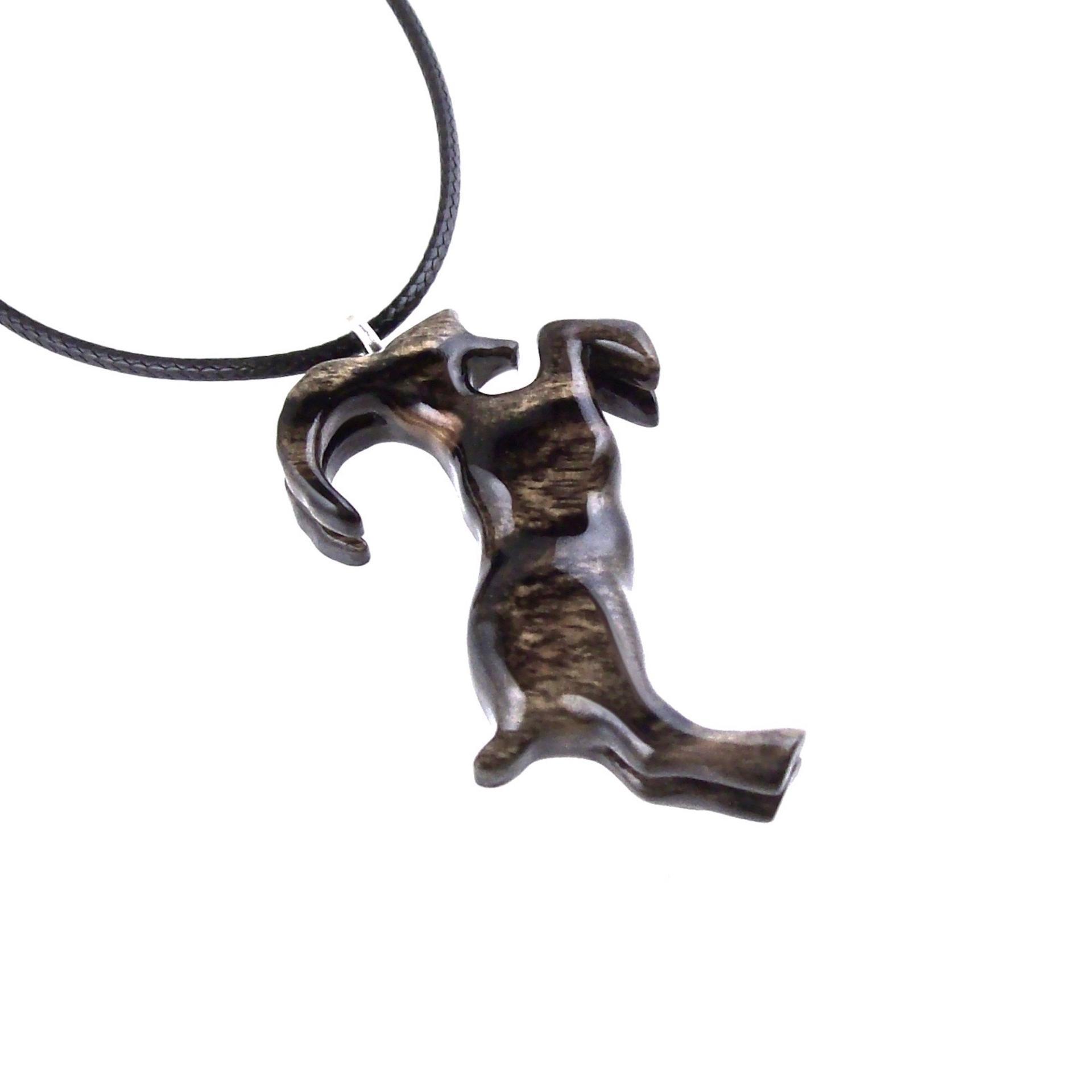 Hand Carved Goat Necklace, Wooden Mountain Goat Pendant, Wood Animal Necklace, Capricorn Jewelry, Spirit Animal Totem, Gift for Him Her