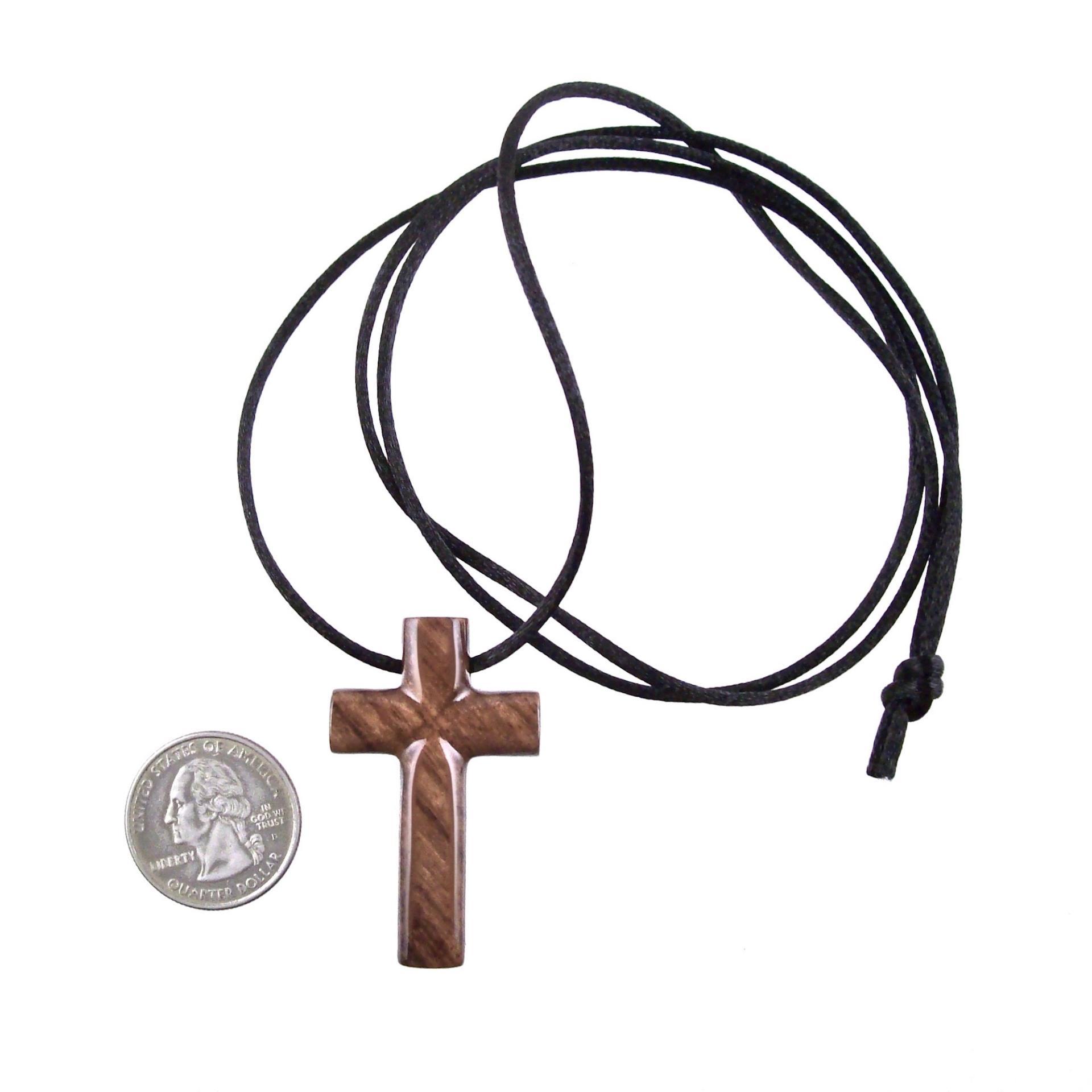 Wooden Cross Necklace, Hand Carved Cross Pendant, Mens Christian Wood Jewelry, One of a Kind Gift for Him