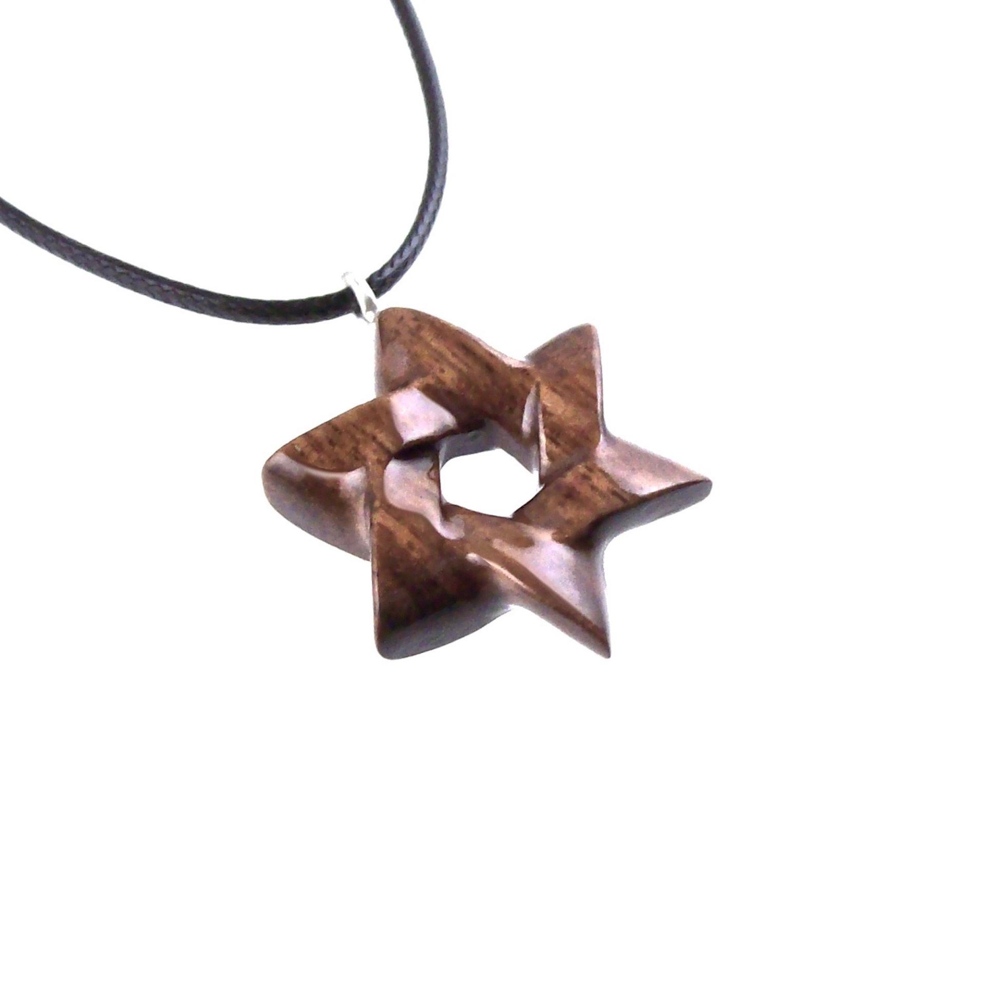 Hand Carved Wooden Star of David Pendant, Jewish Star Necklace for Men or Women, Wood Jewish Jewelry
