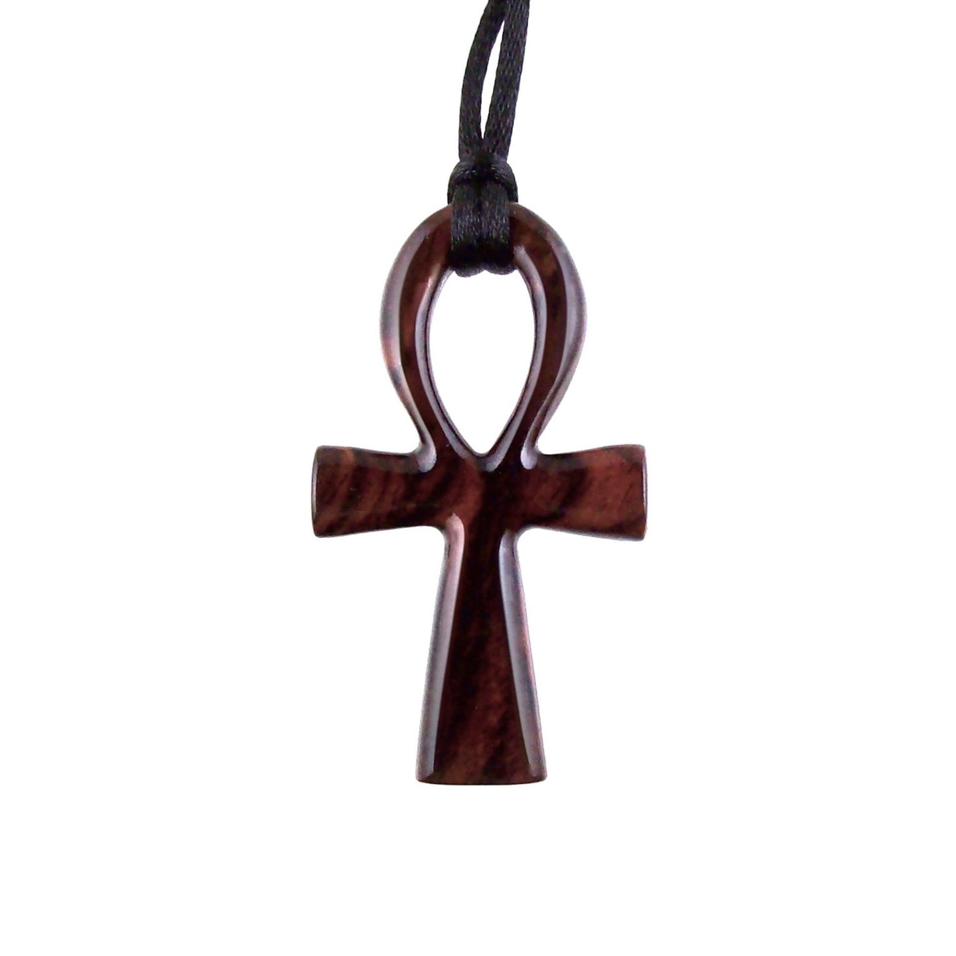 Wooden Ankh Pendant, Hand Carved Egyptian Ankh Cross Necklace for Men or Women, African Wood Jewelry Gift for Him Her