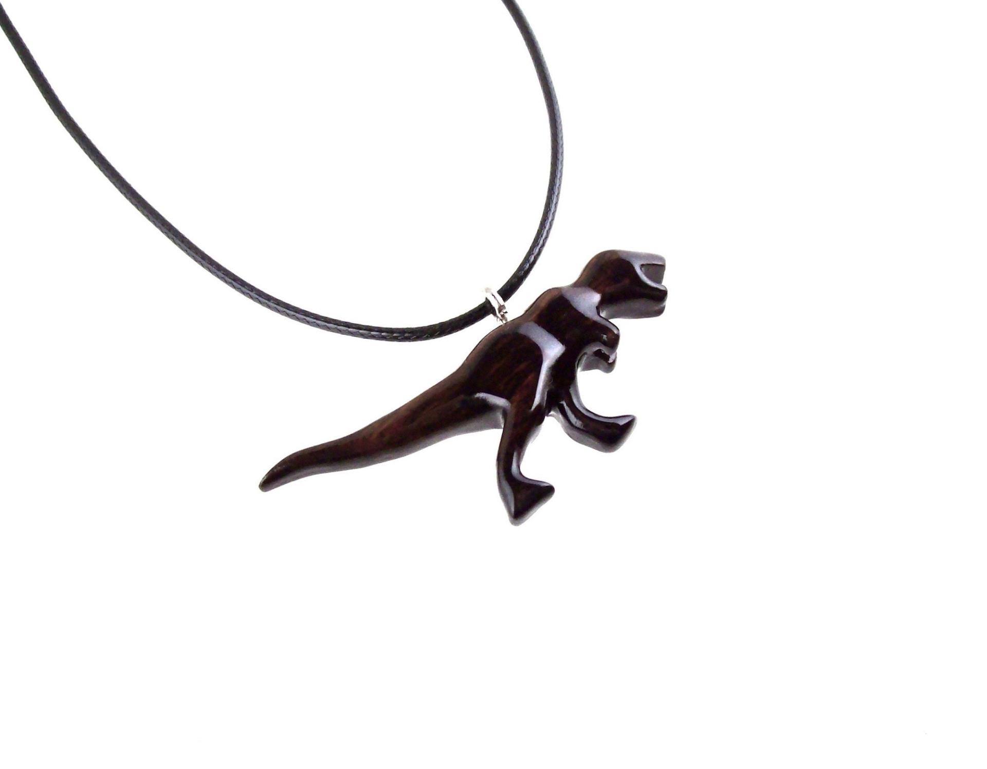 Dinosaur Necklace, Hand Carved Wooden T-Rex Pendant for Men or Women, Tyrannosaurus Necklace, Wood Jurassic Reptile Jewelry