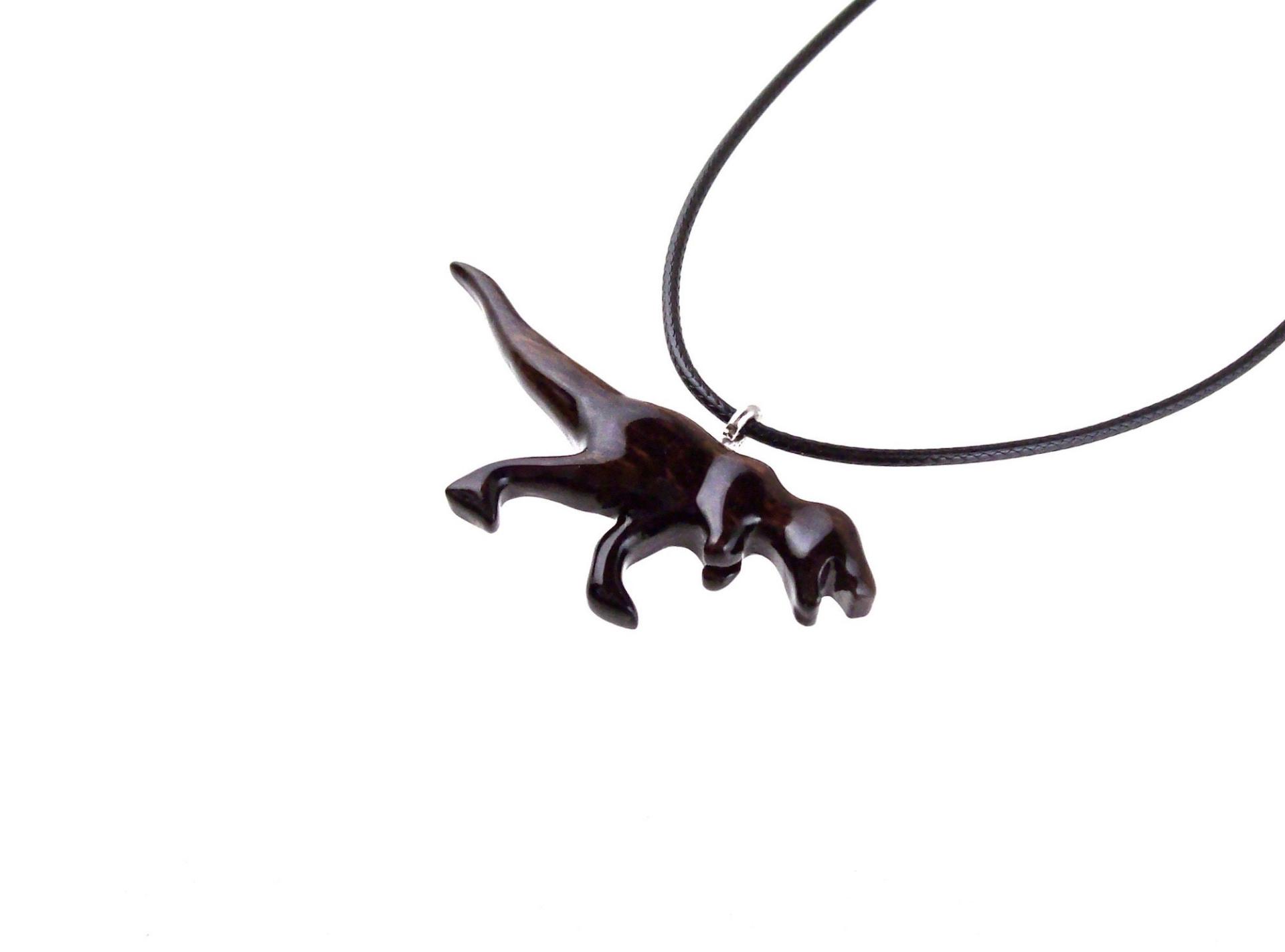 Dinosaur Necklace, Hand Carved Wooden T-Rex Pendant for Men or Women, Tyrannosaurus Necklace, Wood Jurassic Reptile Jewelry