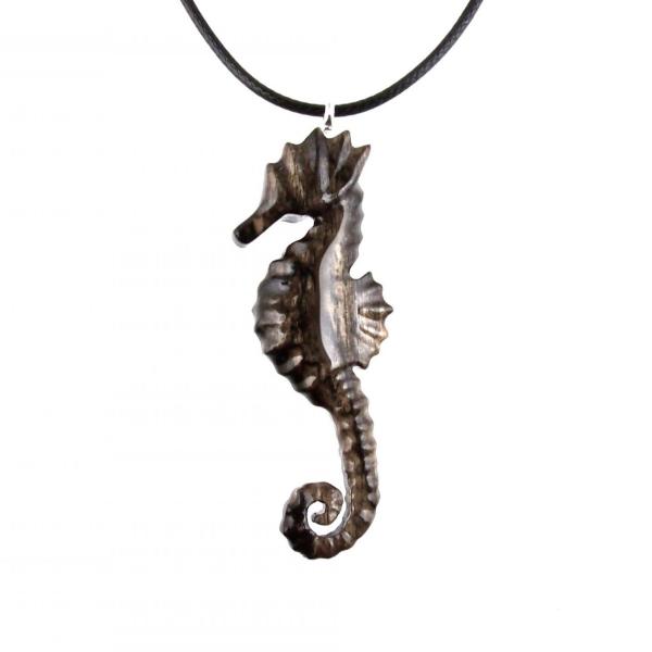 Wooden Seahorse Pendant, Hand Carved Seahorse Necklace for Men or Women, Nautical Necklace, Wood Jewelry, One of a Kind Gift