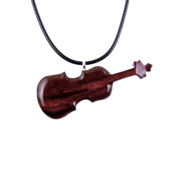 Violin Necklace, Hand Carved Wooden Violin Pendant, Music Instrument Wood Jewelry, One of a Kind Violonist Gift