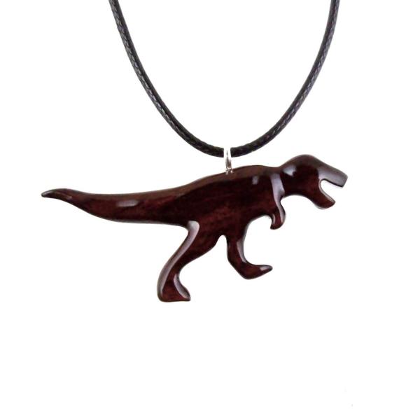 Dinosaur Pendant, Hand Carved Wooden T-Rex Necklace for Men or Women, Tyrannosaurus Necklace, Wood Reptile Jurassic Jewelry