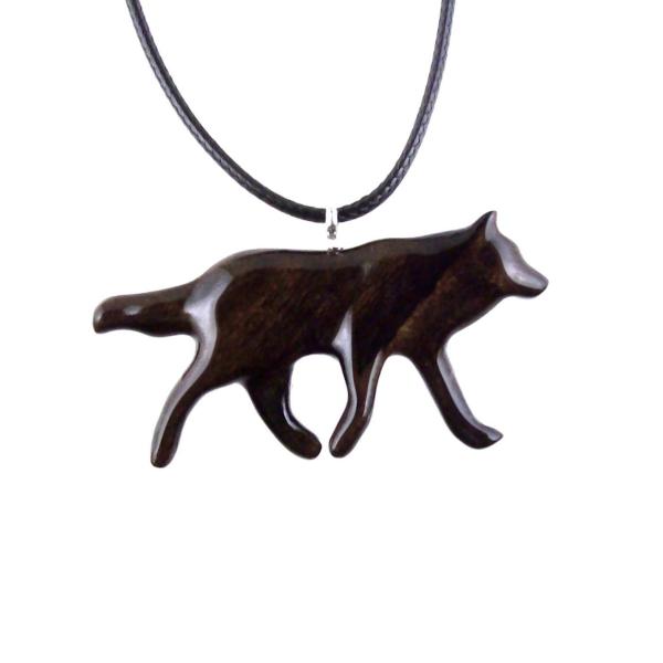 Wooden Wolf Pendant, Hand Carved Wolf Necklace, Totem Spirit Animal Pendant, Woodland Jewelry for Men or Women
