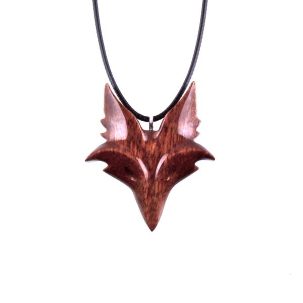 Celtic Fox Pendant, Wooden Hand Carved Fox Necklace, Totem Spirit Animal, One of a Kind Wood Jewelry Gift for Her, Him