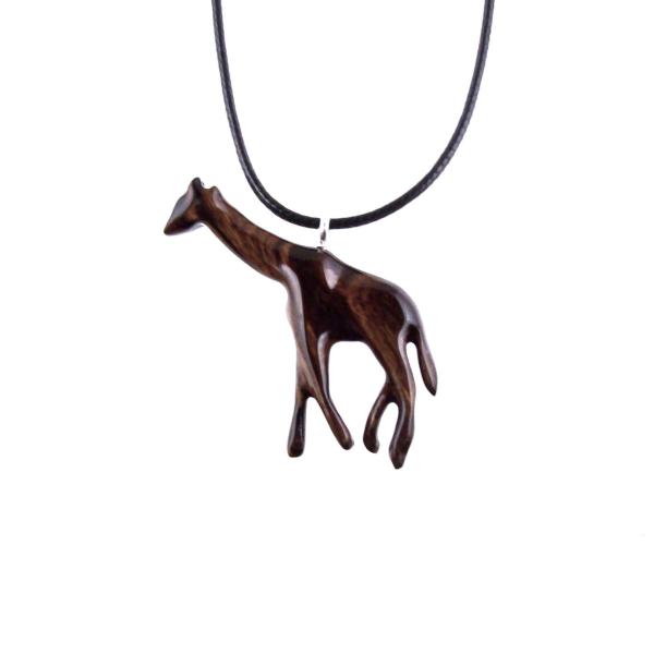 Hand Carved Giraffe Pendant, Wooden Giraffe Necklace, African Wildlife Animal Wood Jewelry for Men Women, Gift for Him Her