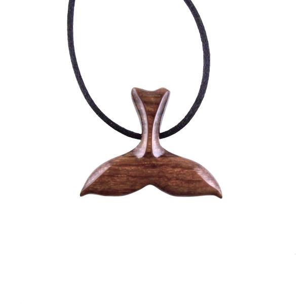 Hand Carved Wooden Orca Whale Tail Pendant, Mens Wood Necklace, Handmade Nautical Jewelry, One of a Kind Gift for Him