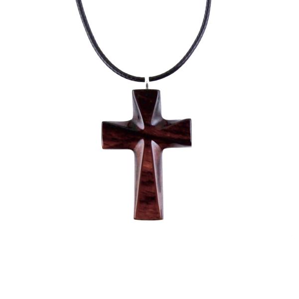 Wooden Cross Necklace, Hand Carved Wood Cross Pendant, Christian Jewelry for Men Women, Gift for Him or Her