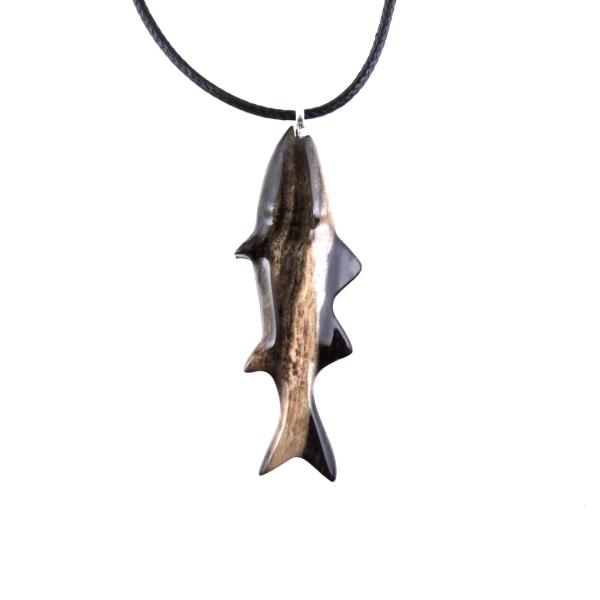 Striped Bass Pendant, Hand Carved Fish Necklace, Wooden Fishermen Jewelry, Mens Wood Necklace, One of a Kind Gift for Him