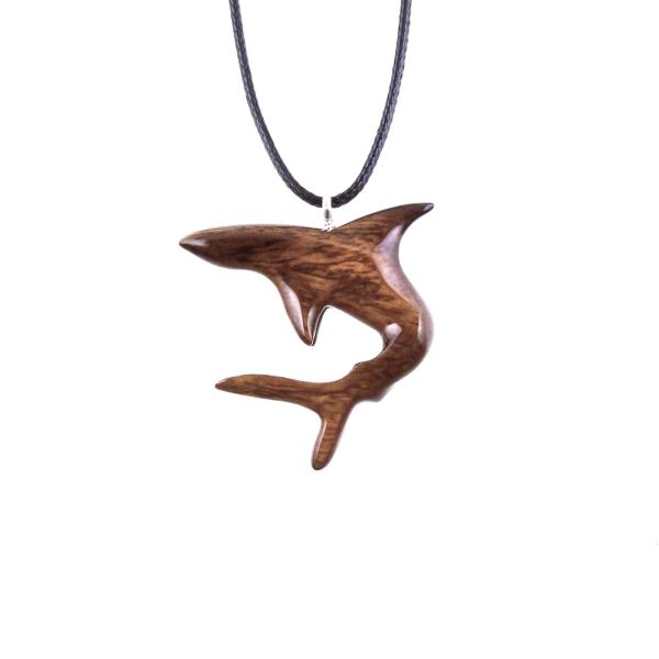 Hand Carved Shark Necklace, Wooden Shark Pendant, Nautical Jewelry, Mens Wood Necklace, One of a Kind Gift for Him