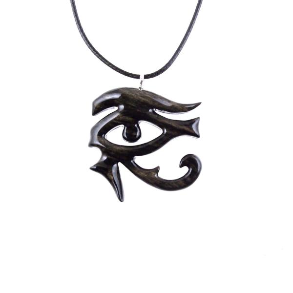 Eye of Horus Necklace, Hand Carved Wooden Eye of Horus Pendant, Eye of Ra Egyptian Amulet for Men or Women