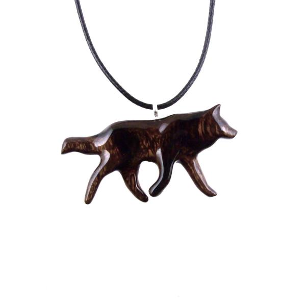Hand Carved Wooden Wolf Necklace, Wolf Pendant, Woodland Jewelry for Men or Women, Spirit Animal Totem, Gift for Him Her