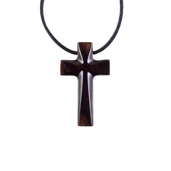 Hand Carved Wooden Cross Pendant, Mens Wood Cross Necklace, Handmade Christian Jewelry, One of a Kind Gift for Him