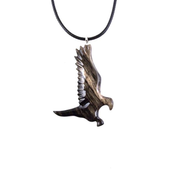 Hawk Necklace, Hand Carved Wooden Hawk Pendant for Men or Women, Wood Falcon Pendant, Totem Bird Jewelry
