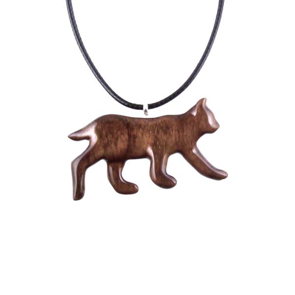 Bobcat Necklace, Hand Carved Wooden Lynx Necklace, Bobcat Pendant, Wood Wildcat Necklace, Totem Spirit Animal Jewelry for Men or Women