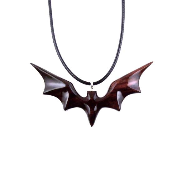 Hand Carved Bat Necklace, Wooden Bat Pendant, Totem Spirit Animal Handmade Wood Jewelry for Men Women