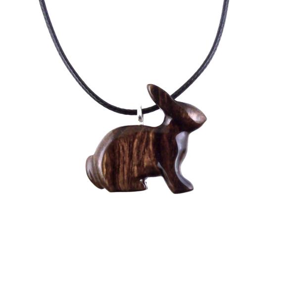 Bunny Necklace, Hand Carved Wooden Rabbit Pendant, Pet Animal Necklace, Wood Jewelry, One of a Kind Gift for Her