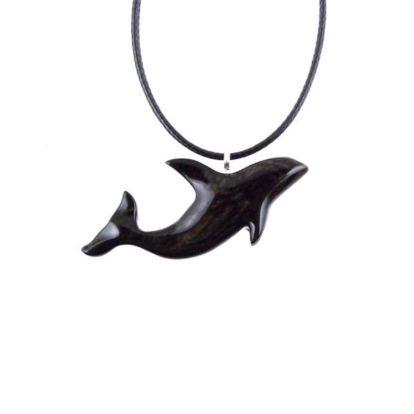 Hand Carved Orca Pendant, Wooden Killer Whale Necklace for Men or Women, Sea Animal, Nautical Beach Wood Jewelry