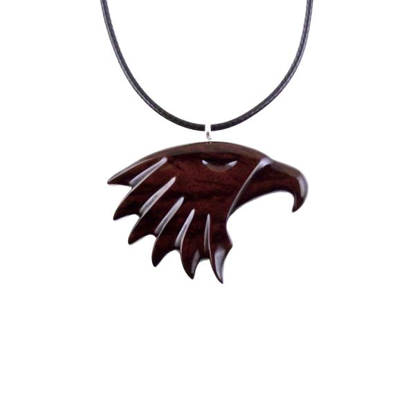 Eagle Necklace, Hand Carved Wooden Bird of Prey Pendant, Totem Wood Jewelry, One of a Kind Gift for Him