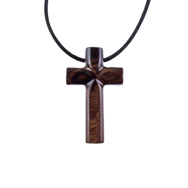 Wood Cross Necklace, Hand Carved Wooden Cross Pendant, Christian Jewelry for Men, One of a Kind Gift for Him
