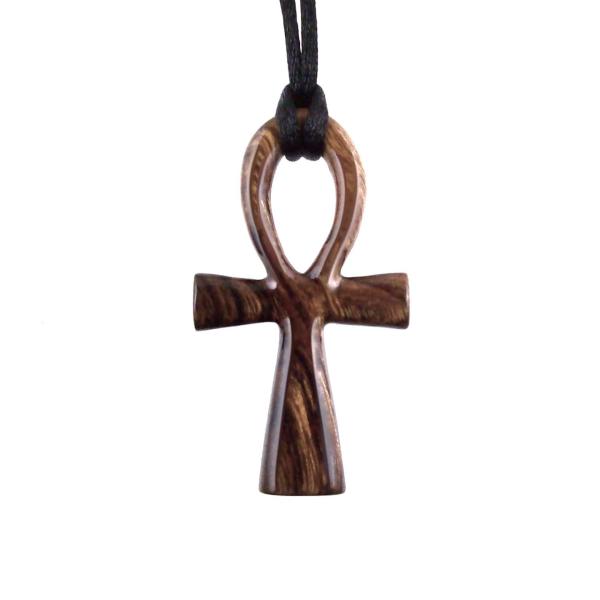 Ankh Necklace, Hand Carved Wooden Ankh Pendant for Men or Women, Egyptian Cross Necklace, Egyptian Jewelry Gift for Him Her