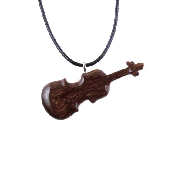 Hand Carved Wooden Violin Pendant Necklace, One of a Kind Violinist Gift for Her Him