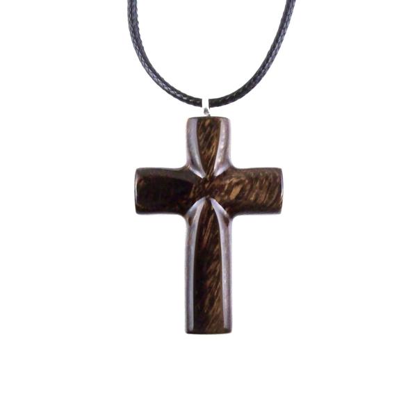 Wood Cross Necklace, Hand Carved Wooden Cross Pendant, One of a Kind Handmade Christian Jewelry for Men or Women