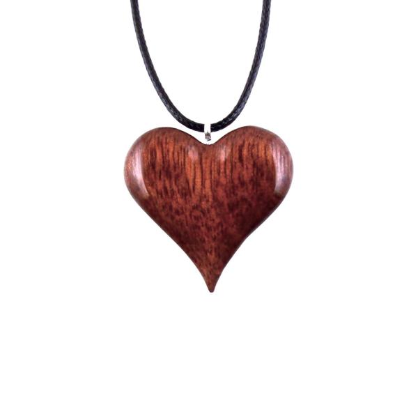 Wood Heart Necklace, Hand Carved Wooden Heart Pendant, One of a Kind 5th Anniversary Gift for Her, Handmade Jewelry