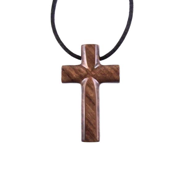 Wooden Cross Necklace, Hand Carved Cross Pendant, Mens Christian Wood Jewelry, One of a Kind Gift for Him