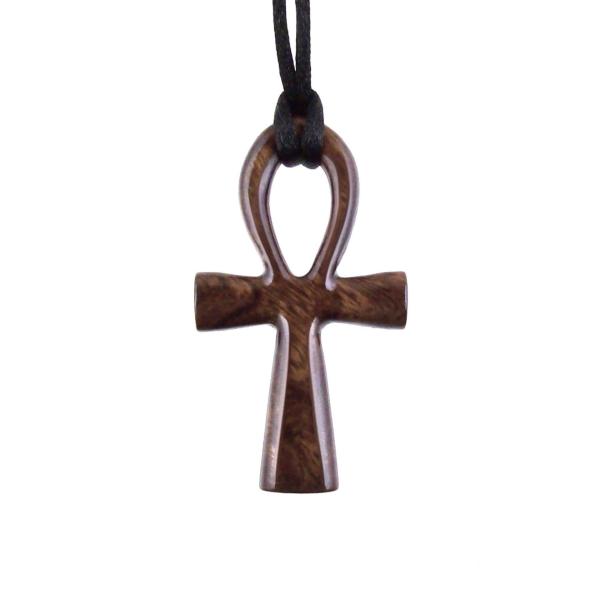 Ankh Necklace, Hand Carved Wooden Ankh Pendant for Men or Women, Egyptian Cross Necklace, Egyptian Jewelry Gift for Him Her