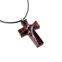 Wood Cross Necklace, Hand Carved Wooden Cross Pendant, Christian Jewelry for Men or Women, One of a Kind Gift for Her Him