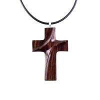 Wood Cross Necklace, Hand Carved Wooden Cross Pendant, Christian Jewelry for Men or Women, One of a Kind Gift for Her Him