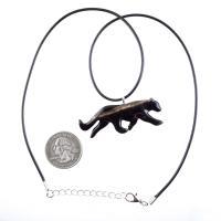 Panther Necklace, Hand Carved Wooden Panther Pendant, Jaguar Necklace, Totem Spirit Animal Wood Jewelry