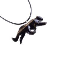 Panther Necklace, Hand Carved Wooden Panther Pendant, Jaguar Necklace, Totem Spirit Animal Wood Jewelry