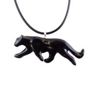 Panther Necklace, Hand Carved Wooden Panther Pendant, Jaguar Necklace, Totem Spirit Animal Wood Jewelry