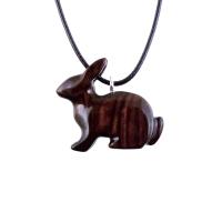 Wooden Rabbit Pendant, Bunny Necklace, Hand Carved Wood Animal Pendant, Spirit Animal Totem Pet Jewelry