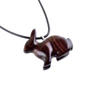 Wooden Rabbit Pendant, Bunny Necklace, Hand Carved Wood Animal Pendant, Spirit Animal Totem Pet Jewelry