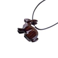 Wooden Rabbit Pendant, Bunny Necklace, Hand Carved Wood Animal Pendant, Spirit Animal Totem Pet Jewelry