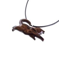 Hand Carved Kitten Necklace, Wooden Cat Pendant for Men Women, Wood Animal Pet Pendant, Cat Lover Gift