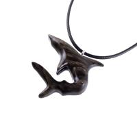 Hand Carved Shark Necklace, Wooden Shark Pendant, Mens Wood Necklace, One of a Kind Gift for Him, Nautical Jewelry